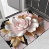 Alfombra Decorativa de Entrada Floral Tridimensional de Tierra de Diatomeas, Absorbente de Agua, Resistente a la Suciedad, Antideslizante