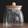 Pote Hermético de Vidro Borossilicato Alto para Armazenamento de Chá com Tampa de Bambu, Pote de Vidro Transparente para Armazenamento de Grãos, à Prova de Umidade e Selado