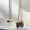Europa y Estados Unidos transfronterizo nuevo Amazon más vendido simple collar con colgante de cristal geométrico bañado en oro collar de piedra preciosa para mujer