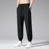 Pantalones Casuales para Hombre de Seda de Hielo Fina 2024 Verano Nueva Moda Trendy Sueltos Recortados Pierna Ancha Pantalones Deportivos