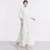 Exportar vestidos femininos com toque de alta qualidade, vestido longo plus size de corte solto que disfarça imperfeições corporais, elegante e versátil, vestido estiloso Issey Miyake