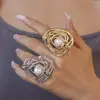 Anillo Abierto Redondo Hueco Irregular Transfronterizo Europeo y Americano Anillo para Dedo Índice de Lujo Ligero Gama Alta Diseño de Joyería de Nicho