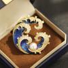 Broche de Perla de Agua Dulce con Forma de Spray de Zircón de Lujo Accesible Nuevo Lujoso Elegante Retro Pin para Traje Accesorios para Ramillete