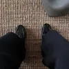 Versión de Cuero Suave de Mocasines Plisados Estilo Británico Retro, Zapatos sin Cordones de Punta Redonda para el Trabajo, Zapatos Negros de Cuero con Tacón Grueso para Mujer