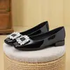 G3760-12 Fivela Quadrada com Strass Sapatos de Trabalho Sapato Único Preto Feminino Novo Primavera e Outono Combinam com Saia Bico Quadrado Sapatos de Festa Feminino