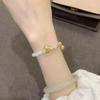 Libro Rojo Pequeño Flor de Durazno Loto Pulsera Jade Blanco Hotan Jaspe Arena de Cristal Pulsera de Campana Dorada Fresco Pequeño En Vivo