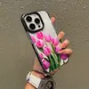 Capa de Celular Estampa Fresca de Buquê de Tulipas Rosa Apple 18Pro Transparente TPU Macia Iphone17