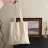 5393 Bolso de Hombro de Malla con Flores Estilo Coreano de Gran Capacidad Bolso de Axila Primavera y Verano Bolso de Hadas para Mujer Bolso de Lona para Estudiante