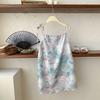 Vestido Nuevo de Verano para Niñas Moda Infantil Estilo Chino Lavado con Tinta Vestido de Tirantes Vestido de Princesa para la Playa Estilo Coreano Ropa Infantil