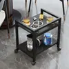 Mesa de Mahjong Porta-Chá, Dedicada para Salas de Jogos, com Cinzeiro, Armazenamento Móvel de Camada Dupla, Mesa de Centro com Máquina de Mahjong, Carrinho Pequeno