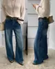TOP de Outono Estilo Europeu Guangzhou Treze Fileiras jeans retrô fluido solto versátil comprimento total com cinto 61853