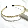 Diadema de Perlas Doradas y Plateadas Accesorios para el Cabello de Novia Flequillo Moda Simple Europea y Americana Diadema Trenzada Cadena Tocados Venta al por Mayor Cabello Suelto