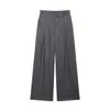 Moda Feminina Nova Primavera Elegante Calças Casuais de Amarrar Calças Longas Listradas de Perna Reta Estilo Europeu e Americano