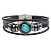 Pulsera retro europea y americana de múltiples capas de las 12 constelaciones DIY pulsera de cuero punk para pareja joyería de constelaciones