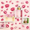 Br7028C Pegatinas de Pared con Estampado de Labios Rojo Romántico para Dormitorio de Parejas, Habitación de Boda, Decoración de Pared para Ambiente del Día de San Valentín