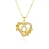 26 Collares con Letras Inglesas para Mujer, Colgante de Flor en Forma de Corazón con Diamantes, Cadena para Clavícula de Diseño Único, Accesorio Versátil de Lujo Ligero