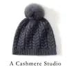 25 Cachemir Invierno Nuevo Mujer Pompón Posparto Engrosado Cálido Protección Orejas Gorro Tejido Gama Alta Patrón Retorcido