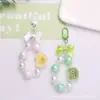 Llavero Colgante de Oso de Dibujos Animados Lindo para Hacer Tú Mismo Accesorios de Cuentas Redondas de Agujero Recto de Color Caramelo Decoración para Funda de Auriculares