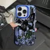 Funda de Rosa Negra y Mariposa Negra Adecuada para Teléfono Apple 17, iPhone 16 Pro Estilo Oscuro, 15 Estilo Europeo y Americano, 14 Transfronterizo