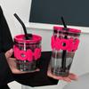 Taza de agua con polvo negro estilo coreano Ins de alto valor simple con ventosa Taza de café para mujer Taza para pareja con vaso