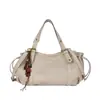 Nova bolsa de ombro vintage com cordão para mulheres, bolsa de mão para o dia a dia de grande capacidade, bolsa de ombro simples e versátil com textura de couro genuíno