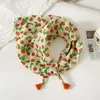 Pañuelo pequeño cuadrado de algodón y lino con borlas de 58 cm Protector de cuello Bufanda suave Pañuelo decorativo para la cabeza Pañuelo floral Retro Pequeño Fresco