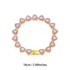 Colar Cubanito Cravejado de Diamantes em Formato de Coração de Vidro Rosa Claro Diamante Rosa Acessórios Populares de Venda Cruzada Joias Femininas Atacado