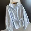 2026 Nova Camisa de Algodão com Gola V e Gola Alta Bidirecional Emagrecedora Cardigã Fino para Faculdade e Trabalho para Mulheres Atacado N1AT26208