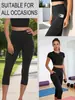 Pantalones de Yoga Populares de Talla Grande Europeos y Americanos para Mujer, Pantalones Capri de Bolsillo de Cintura Alta, Pantalones Deportivos de Ciclismo de Alta Elasticidad para Levantar Glúteos
