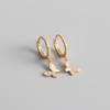Plata Esterlina s925 Japonesa y Coreana al por Mayor Hebilla de Oreja de Mariposa Diseño Nicho Simple Elegante Hada Concha Aretes Celebridad de Internet