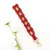 Lanyard Tejido Hecho a Mano para Teléfono con Flor de Rosa DIY, Accesorio de Muñeca Corto Versátil, Decoración para Llavero de Bolso