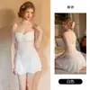 Rojo Deseo Puro Malla Profundo V Caliente Transparente Espalda Descubierta Fruncido Almohadillas Extraíbles en el Pecho Bata de Noche Atado Conjunto de Bata Exterior M7176