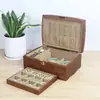 Caixa de joias de madeira maciça com chave, estilo vintage, grande capacidade, para guardar colares, design antigo, alta qualidade, caixa de relógio multifuncional, estilo chinês