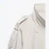Ropa de Mujer Transfronteriza 2026 Moda Europea y Americana Holgada de Doble Botonadura con Tirantes Línea A Cuello Alto Gabardina Abrigo Exterior Mujer D668015