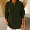 2026 Outono e Inverno Europeu e Americano Transfronteiriço Novo Veludo Cotelê Cor Sólida Solto Casual Gola V Botão Manga Longa Feminino Top Camiseta