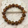 Pulseras de Madera de Durazno Natural con Patrones Tallados de Tai Chi y Cruz de Bagua, Cuentas de Oración de Madera Unisex, Al Por Mayor