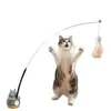 Caña de Juguete para Gatos Caña Larga Juguete para Gatos Auto-Entretenimiento Eliminador de Aburrimiento Consumidor de Energía Gatito con Cascabel Resistente a Mordeduras Suministros para Mascotas