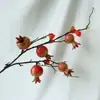 Ornamentos de Frutas de Romã Artificiais de Alta Qualidade para Decoração de Sala de Estar e Entrada, Galhos de Romã Artificiais com Flores e Frutas da Fortuna