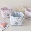 Cesta de armazenamento de tecido de renda com bolinhas estilo coreano, organizador de mesa para cosméticos e itens diversos, cesta de armazenamento de papelaria fofa para estudantes