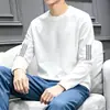 Camiseta de manga larga de otoño, diseño estampado, talla grande, para adolescentes, cuello redondo de hombre, simple y de corte holgado, top moderno