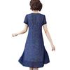Talla grande Mamá Vestido de verano de manga corta con estampado para mujer Estilo coreano Nuevo Falda midi de chifón para mujer