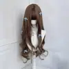 [Peinado Trenzado Semirecogido] Peluca para Mujer, Estilo Lolita Dulce, Cabello Largo Rizado 80 cm, Estilo de Pieza Completa Atada a Mano
