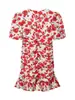Moda europea y americana para mujer de estilo francés, nuevo y elegante vestido con estampado floral, cuello en V y volantes, para ir al trabajo