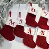 Nuevos Suministros para Decoración Navideña Calcetines Navideños Bolsas de Regalo Calcetines Navideños Rojos Tejidos con Letras Bolsas de Regalo Navideñas