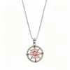 Collar de Brújula Retro de Moda Popular Europeo y Americano Transfronterizo para Mujer con Diseño Giratorio Colgante de Loto Cadena Ligera de Lujo para Clavícula