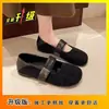 Sapatos Mary Jane Femininos, Estilo Retrô Francês, Sapatos de Uma Sola Planos com Bico Redondo, Modelo 2026, Tira Única, Confortáveis, Boca Rasa, Camurça, Sapatos Marrons