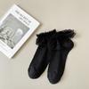 Calcetines Cortos Trendy Dulces y Lindos de Encaje con Lazo para Primavera y Verano 2024, Calcetines Tipo Barco con Zapatos Mary Jane