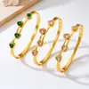 Moda transfronteriza europea y americana nicho todo-partido circón tres colores amor accesorios chapado en oro titanio acero joyería pulsera venta al por mayor