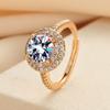 Elegante Encanto de Moda Anillo de Reina para Mujer Redondo con Abertura Ajustable Exquisito Simple Imitación de Moissanita de Diamante Completo