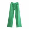 Ins Blogger Street Pantalones de Mezclilla Drapeados de Cintura Alta de Pierna Ancha Holgados Adelgazantes Rectos Lazy Estilo Coreano Pantalones Largos hasta el Piso